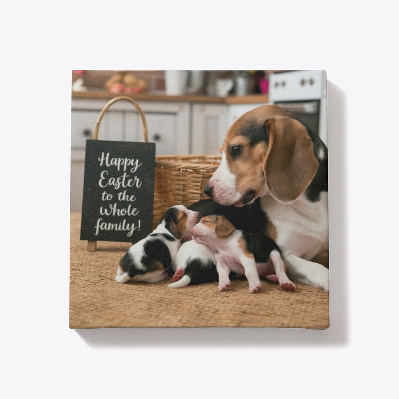 Easter Canvas with Beagle Pups
