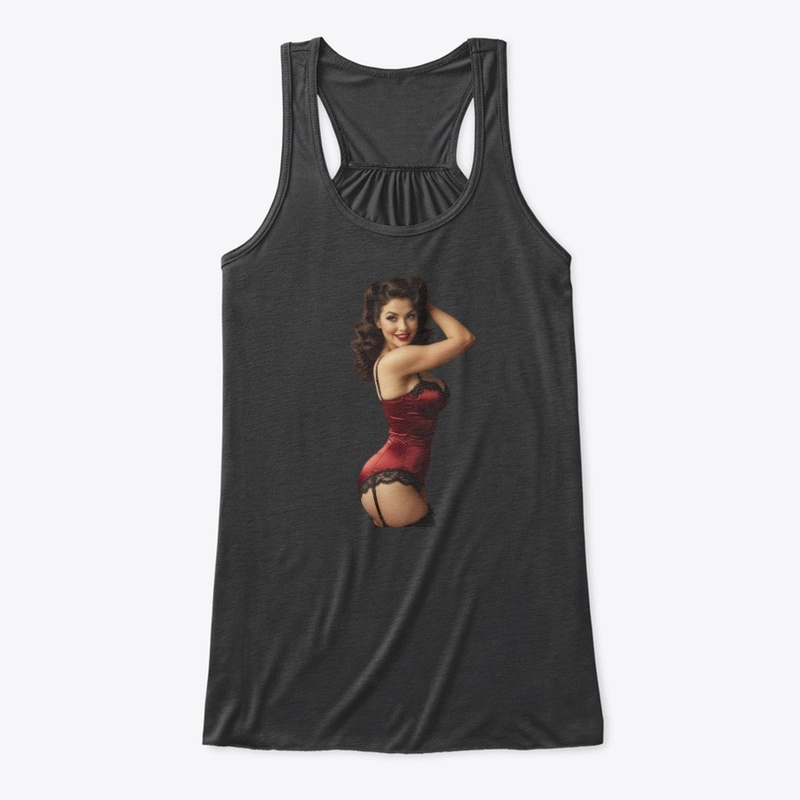 Vintage Red Corset PinUp Girl Rockabilly