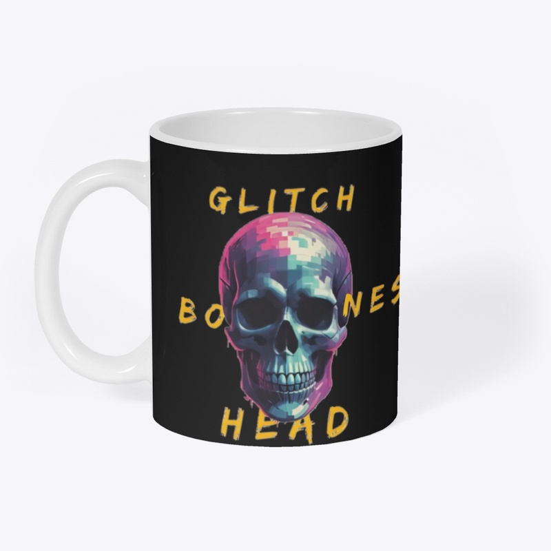 Glitch Bones Head – Pixel Skull Text