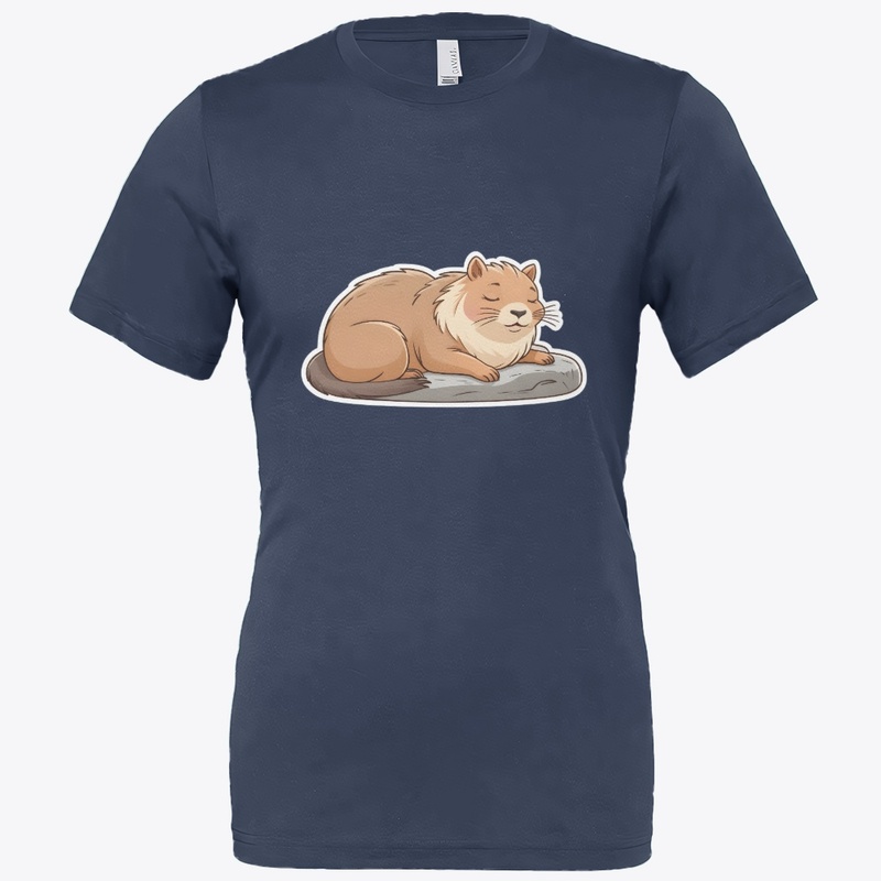 Cute Cat on Capybara Cartoon.