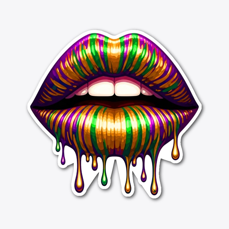 Bold Abstract Dripping Melting Lips