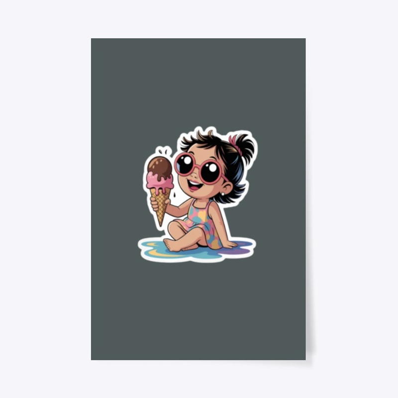 Cute Summer Girl Eating Ice Cream