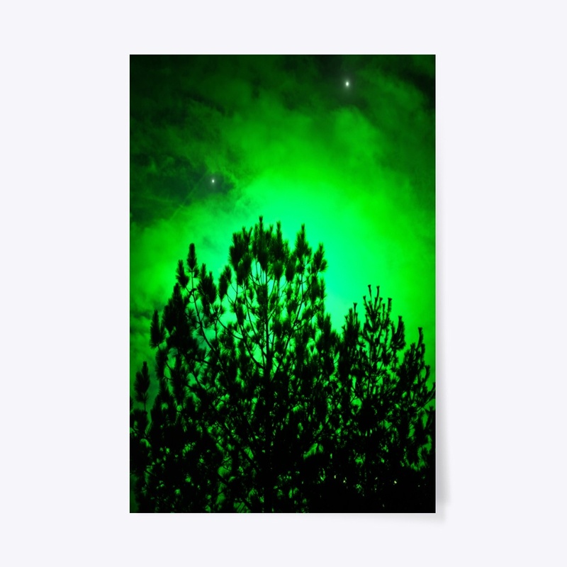 green tree glowing