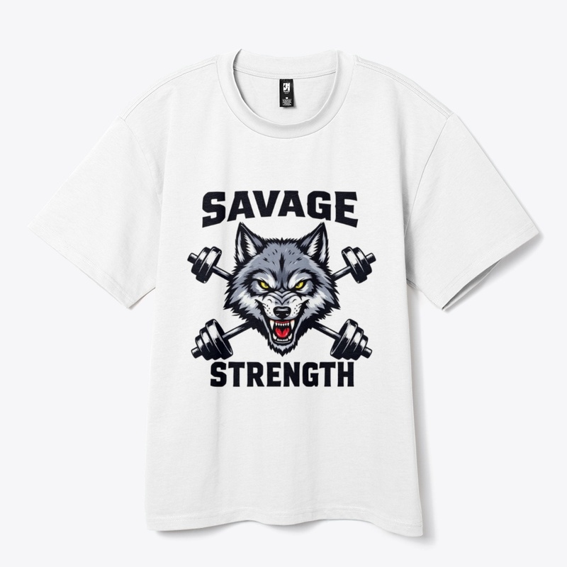 Savage Strength – Wolf & Barbell T-Shirt