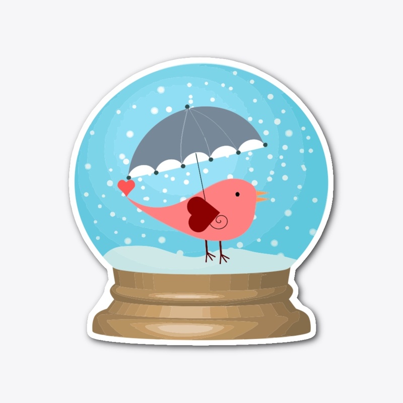 LOVE BIRD SNOW GLOBLE STICKER