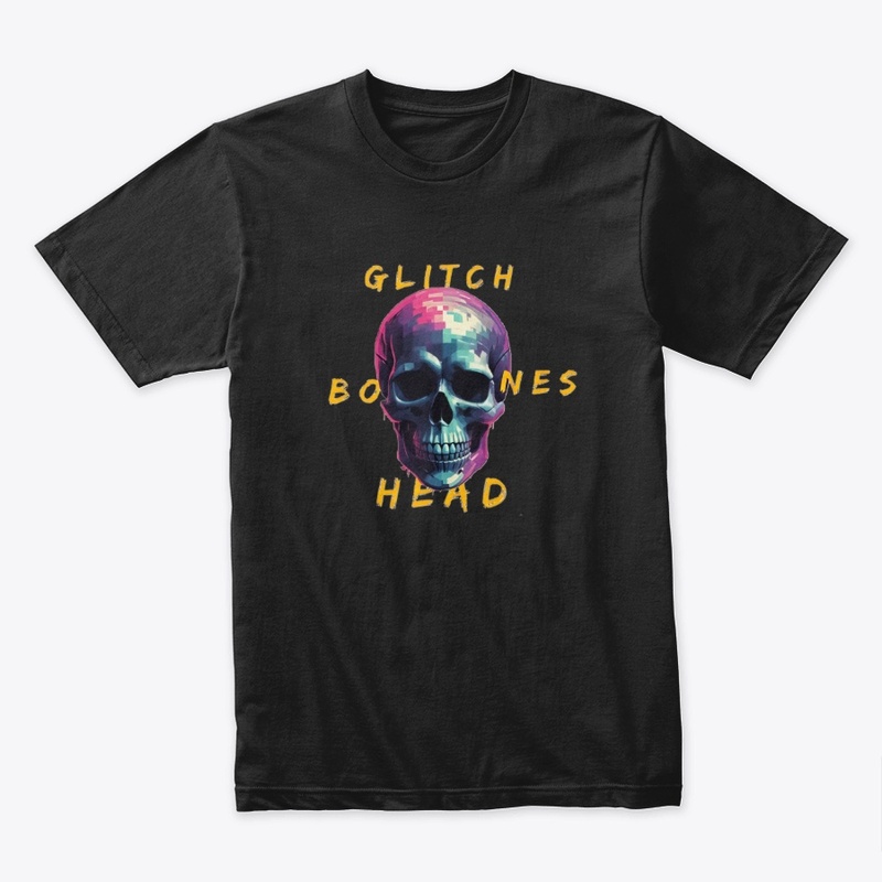 Glitch Bones Head – Pixel Skull Text