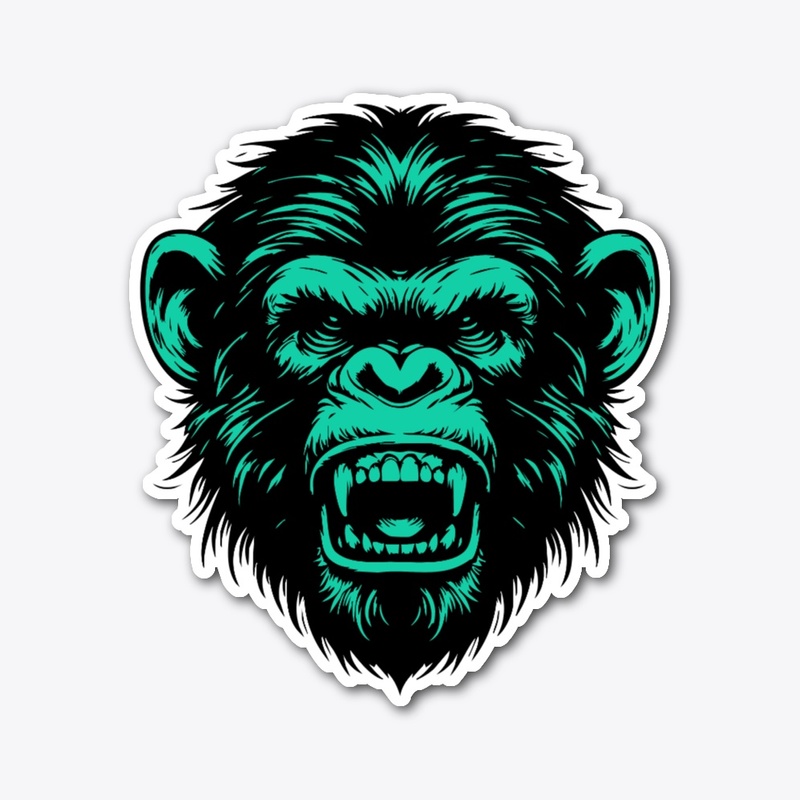 Angry Chimpanzee Head Art