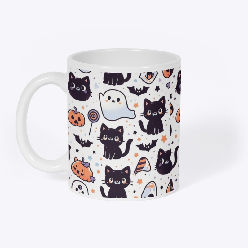 Whimsical Halloween kitty party Mug 