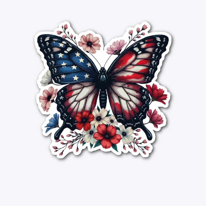 Patriotic Butterfly 4th of July USA Flag