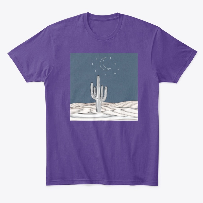 Desert Night Cactus Line Art