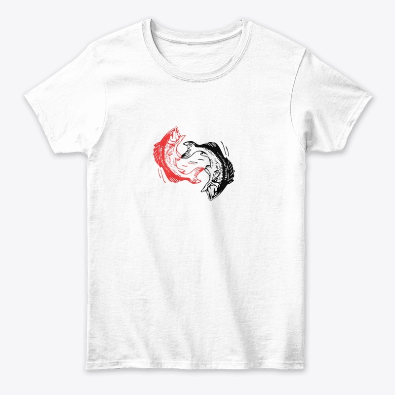 T shrit Red & White Koi Fish Yin Yang