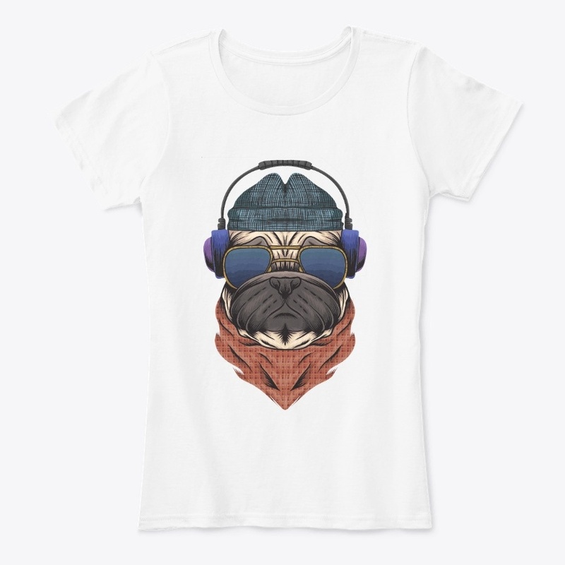 Pug on Headphone