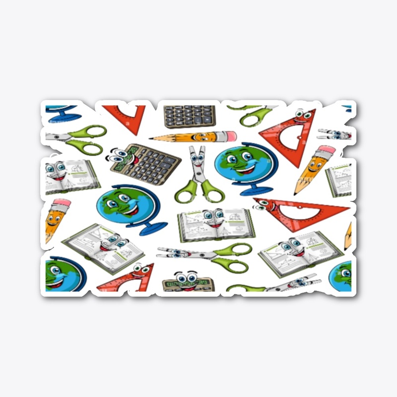 Smiling School Supplies Seamless Pattern