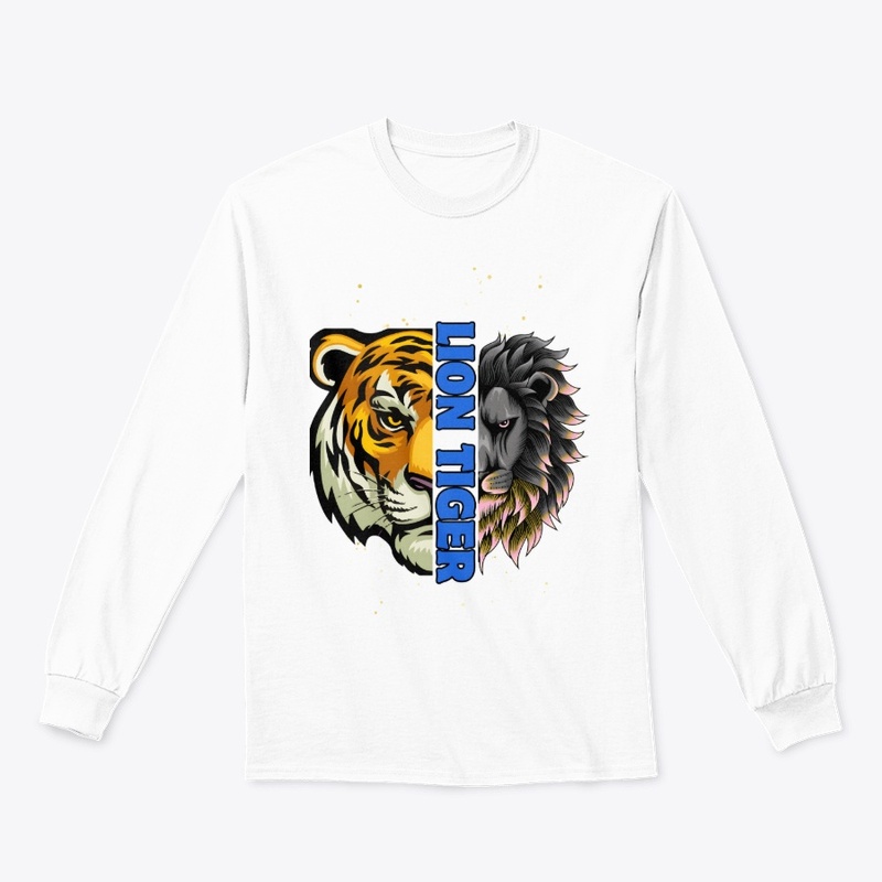 Lion Tiger white long Sleeve-Hodie (Man)