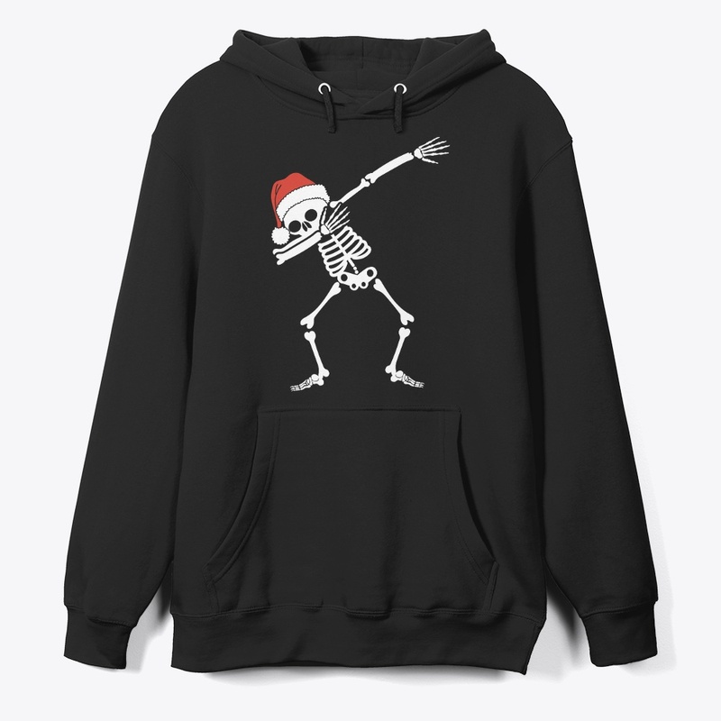 Dabbing Skeleton With Santa Hat
