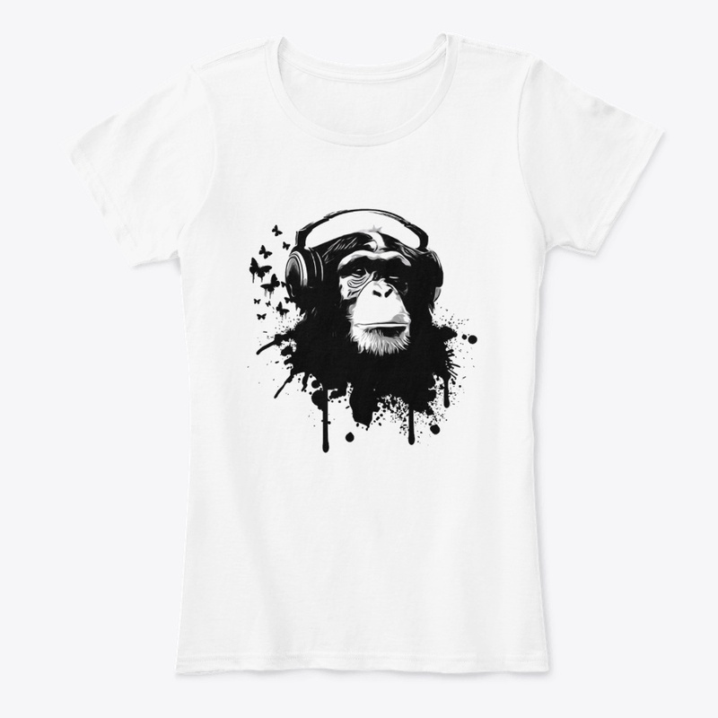 Chimpanzee With Head phones Apparel 