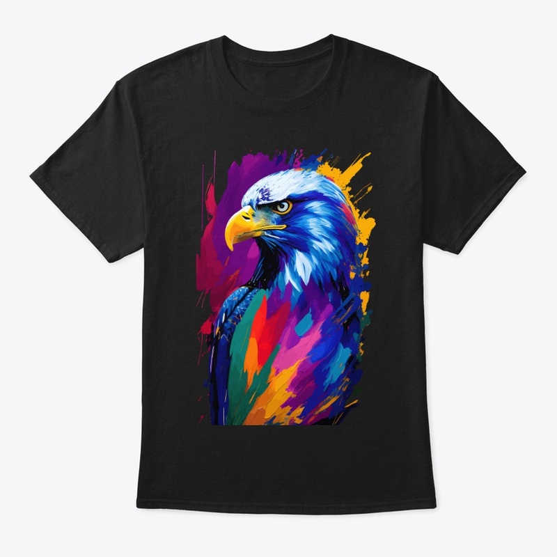 Vibrant Eagle in colorful splatter, left