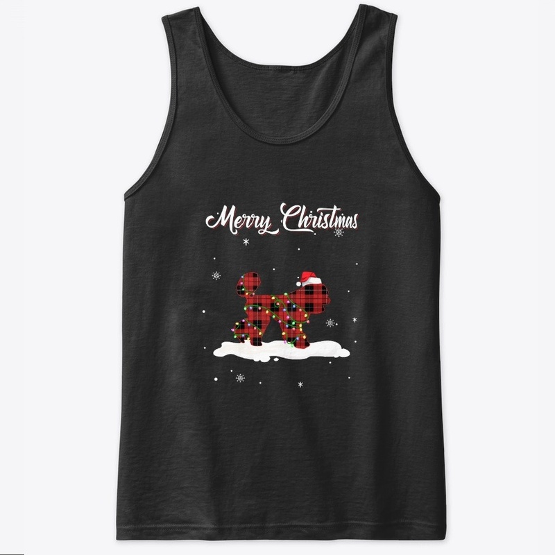 Poodle Christmas Red Plaid Dog Lover