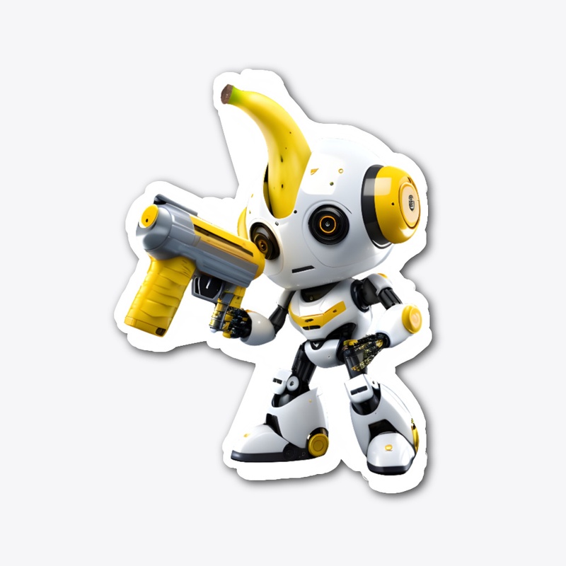 A robot carrying a banana