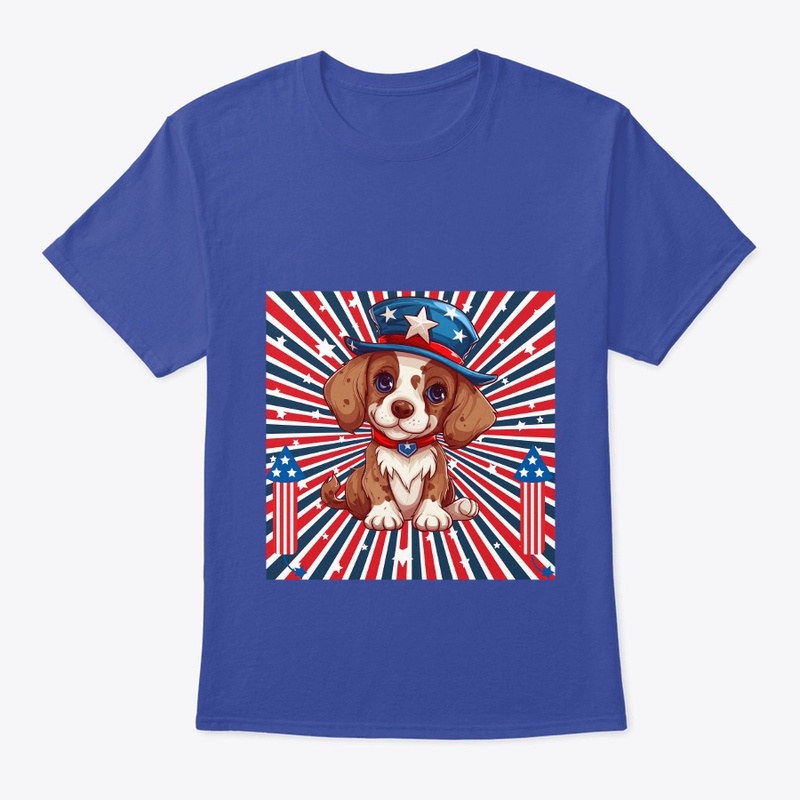 Cute Dog with American Flag for July 4th