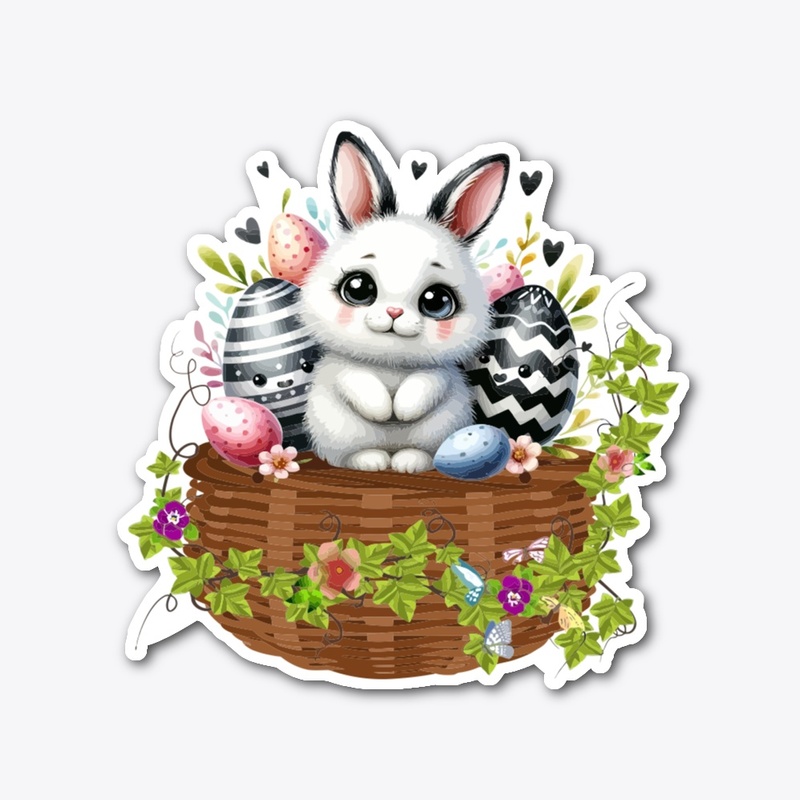 EASTER BUNNY STICKER, KAWAII