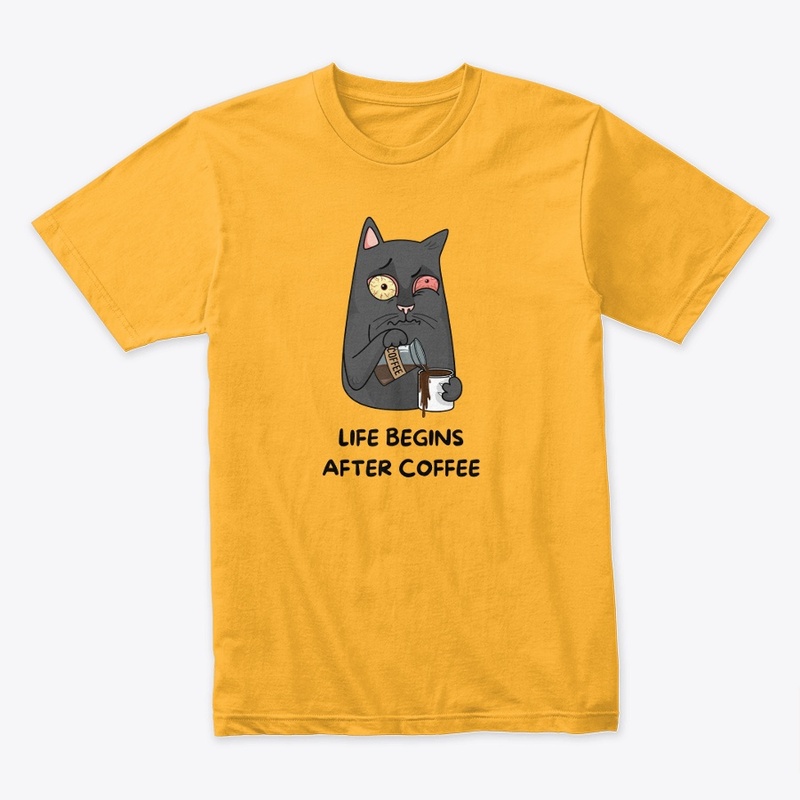After coffee is a funny cat t-shirt