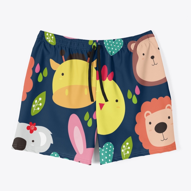 Cartoon Print Men's Swim Trunks