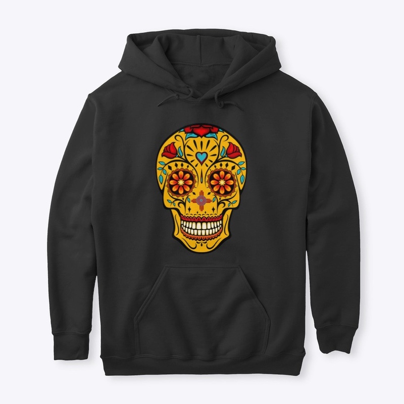 Yellow Sugar Skull with Zia Nose