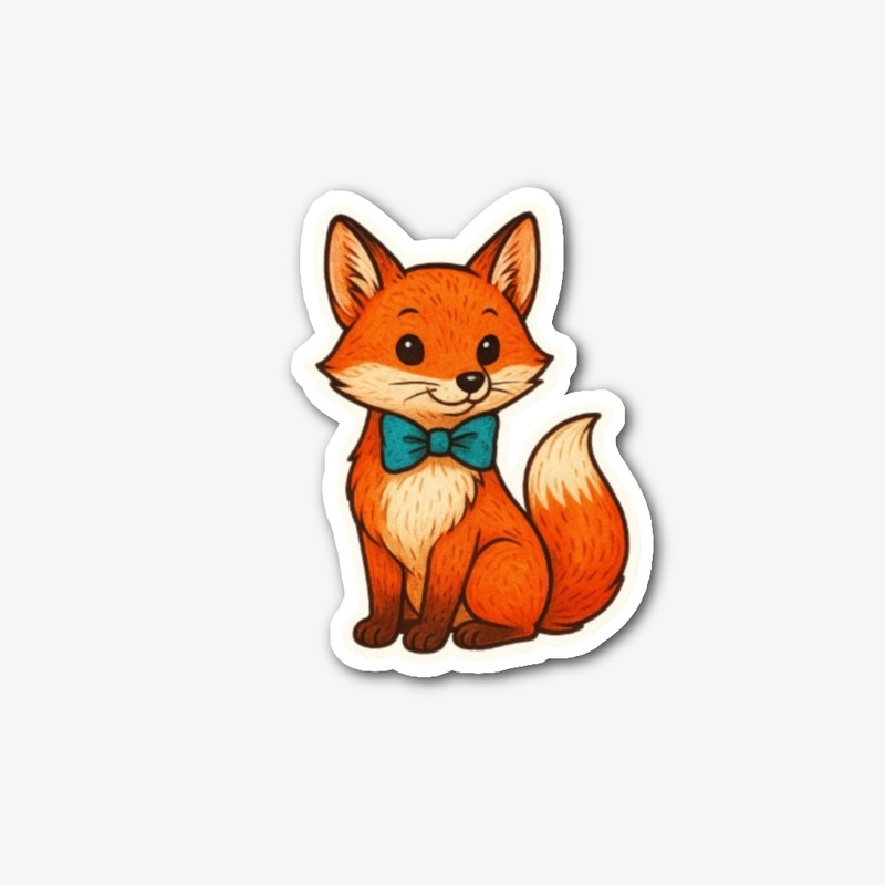 Whimsical Fox with Bow Woodland Charm