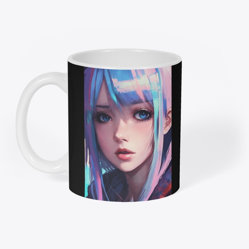 glitched attractive anime emo girl