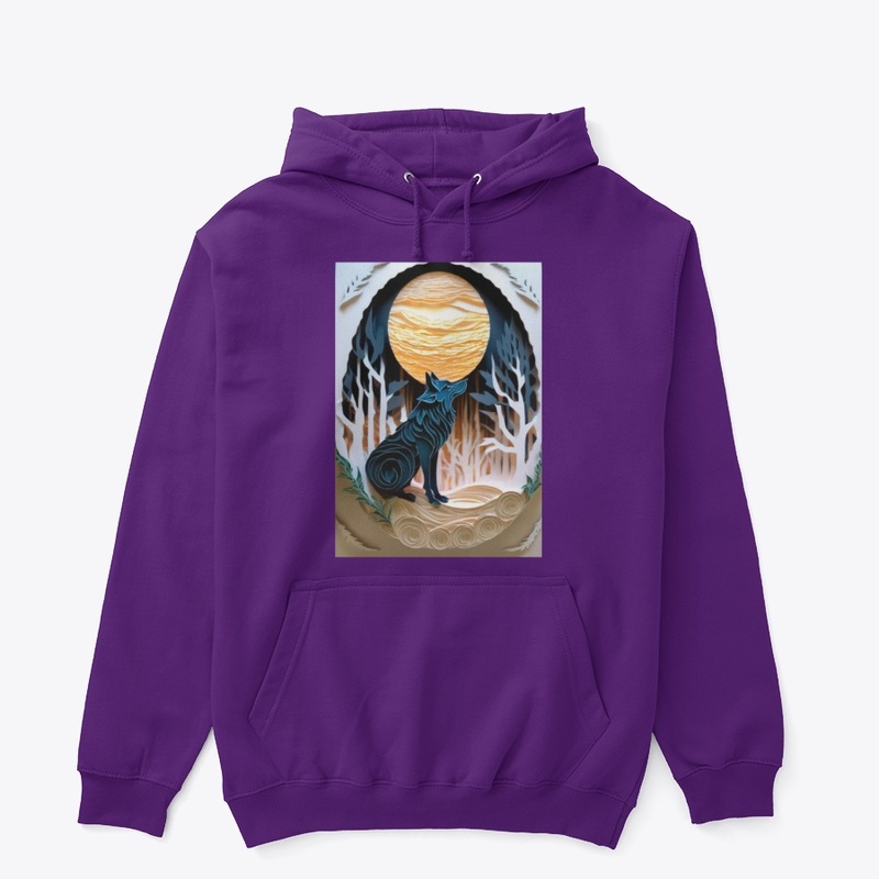 Carved Wolf under Full Moon