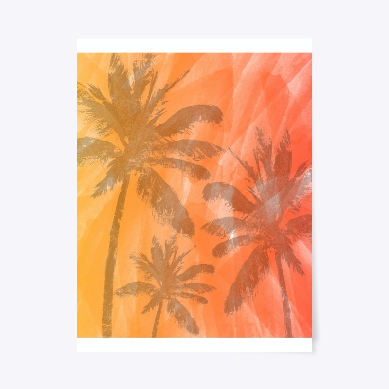 Palm Trees on Watercolor Print