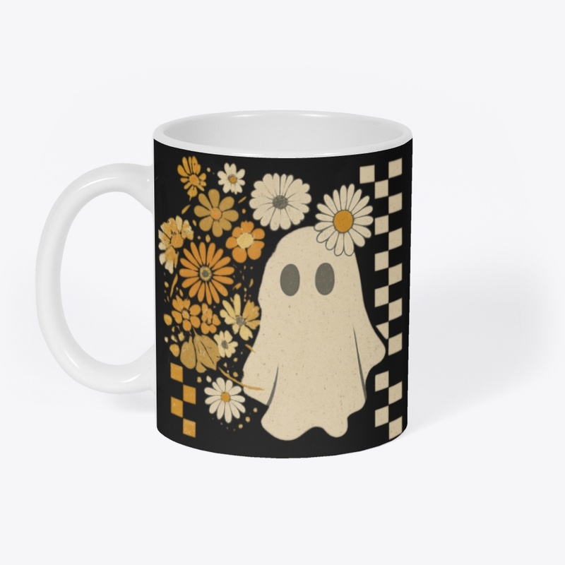 Retro Ghost & Floral Checkered