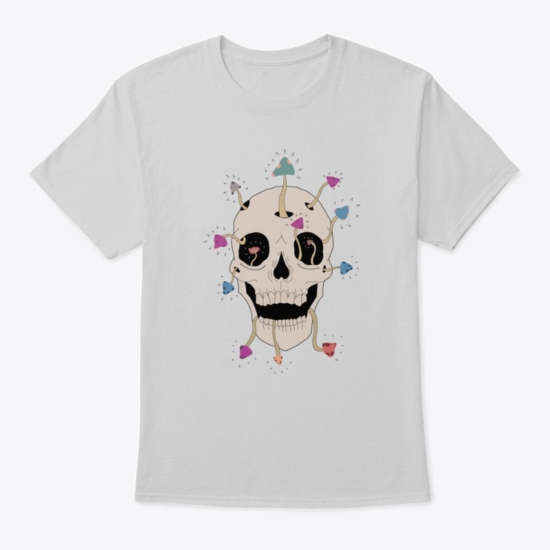 Skull with Mushrooms