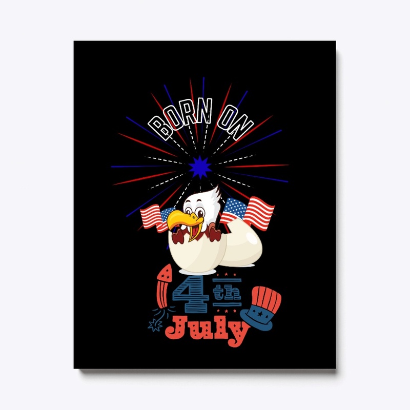 Birthday Born on 4th July American Flag