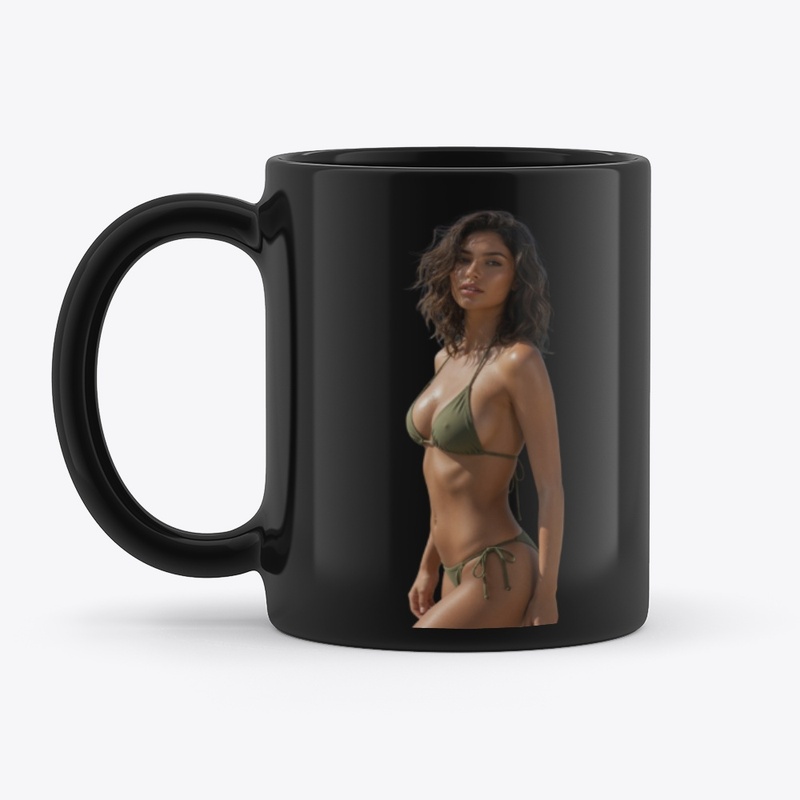 Sultry Olive Bikini Beach Beauty