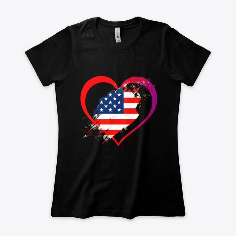 american flag in heart beautiful design 