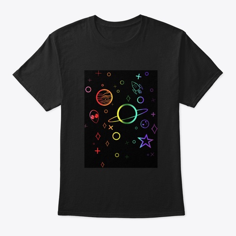 Space Doodle—Gay Pride (Original) Black T-Shirt Front