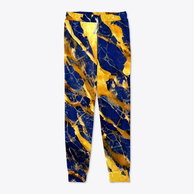 Blue and Gold Marble Swirl Design