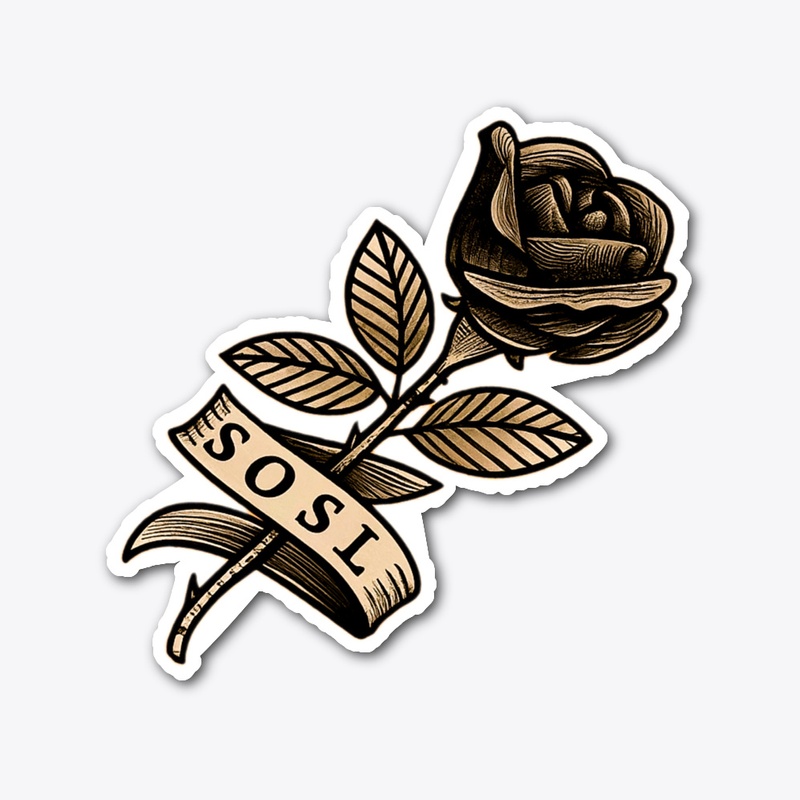 Single Rose XL sticker in sepia tones