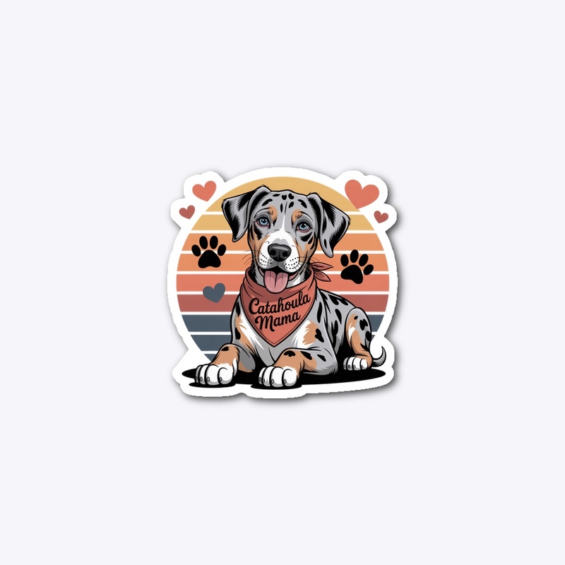 Proud Catahoula Mama Vintage Sunset Dog 