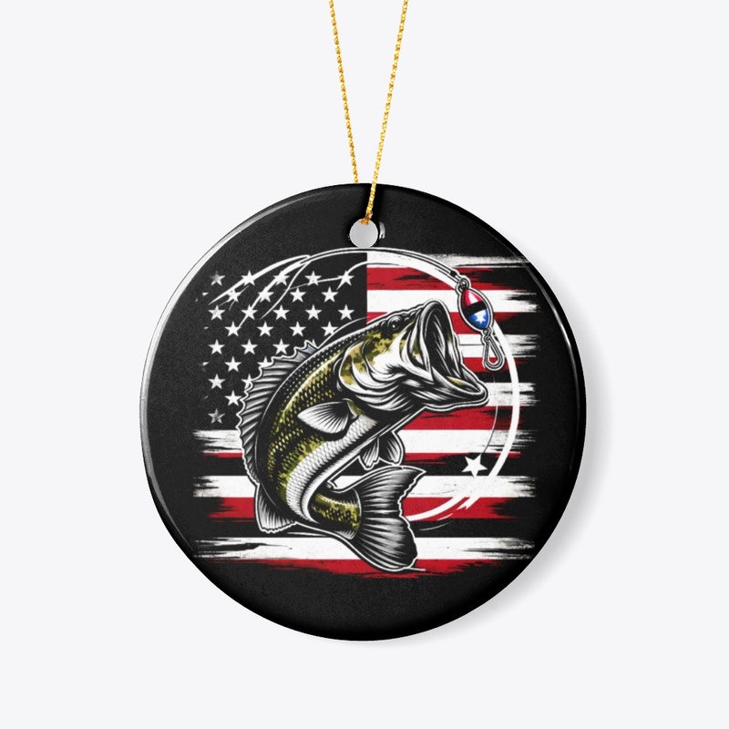 Funny Bass Fishing American Flag Pride
