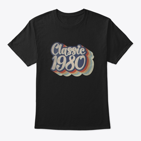 Born In 1980 Womens 1980 40 Th Birthday G Black T-Shirt Front