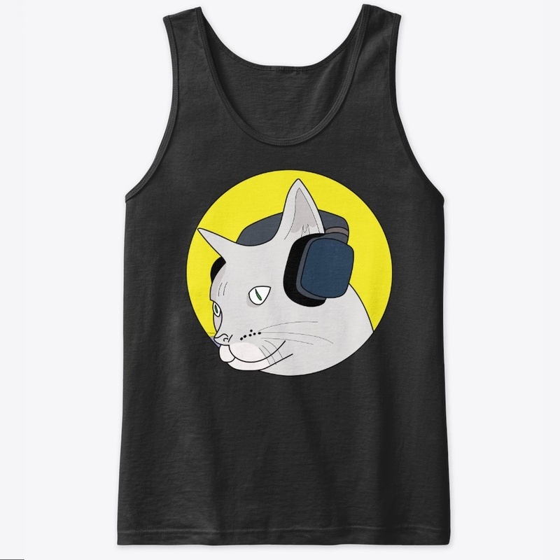 Musical Cat with a Headphone