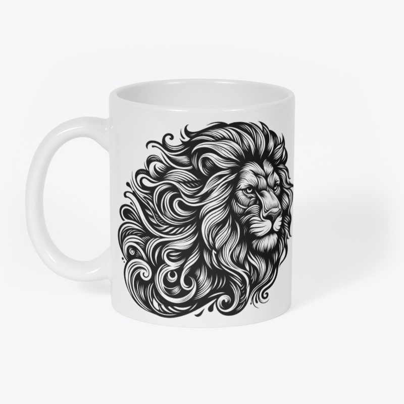 Abstract line drawing of a lion