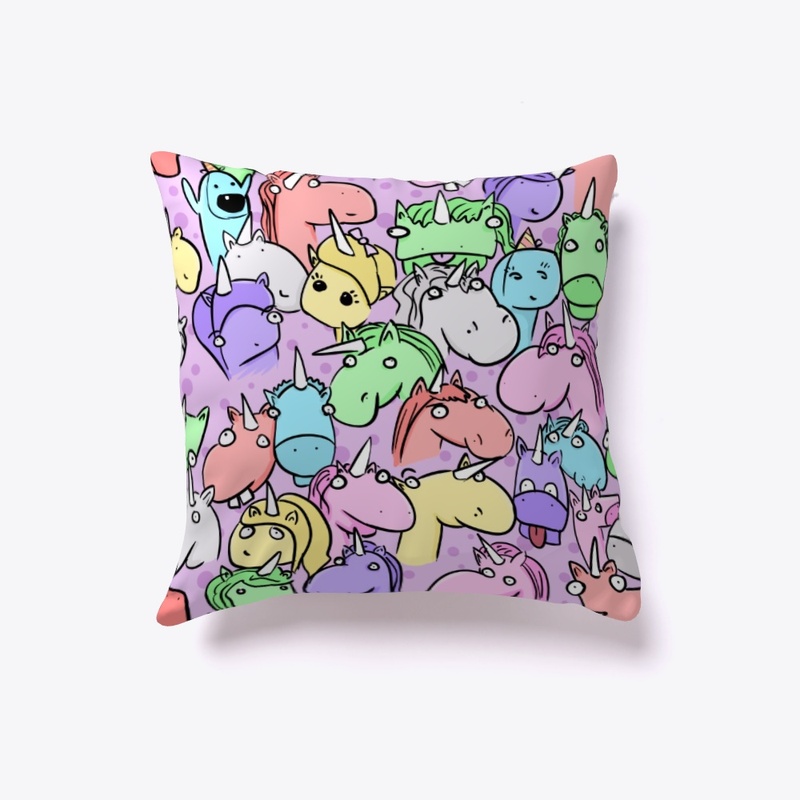 Unicorn Doodle Pillow and Blanket