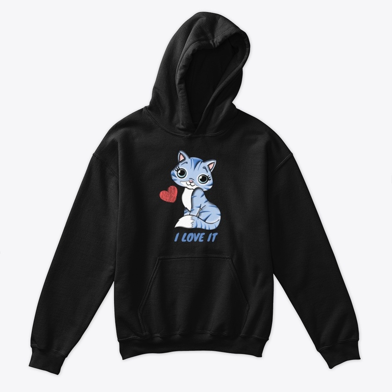 I LOVE IT FUNNY DESIGN BLUE CAT