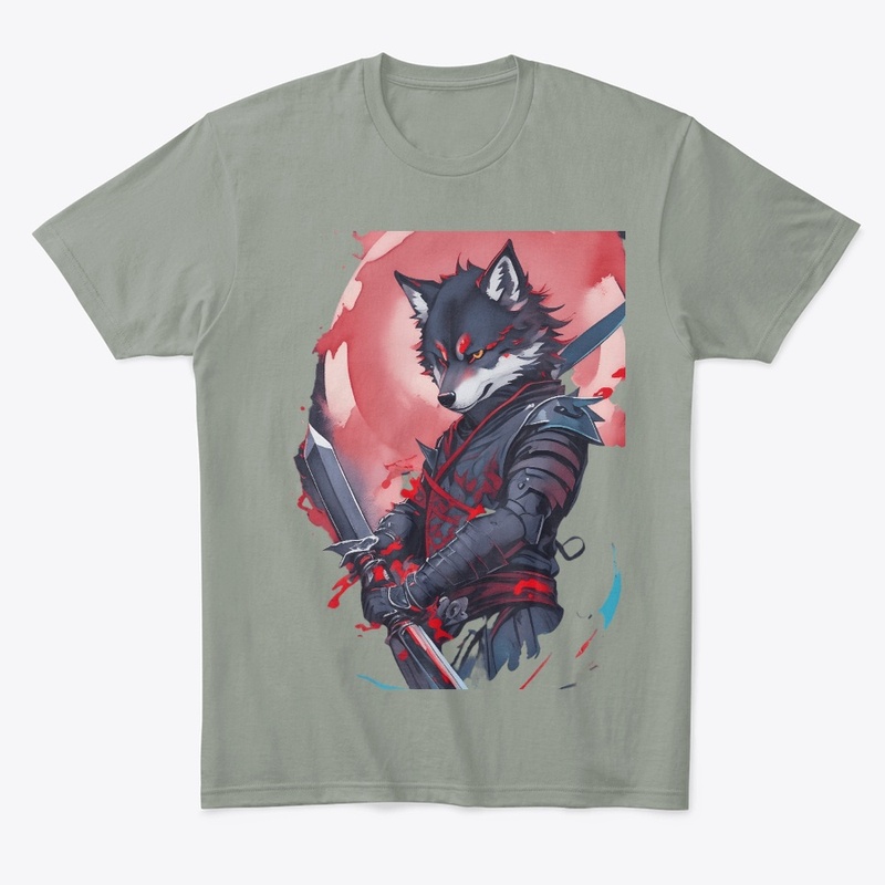  evil ninja wolf with weapon t-shirt 