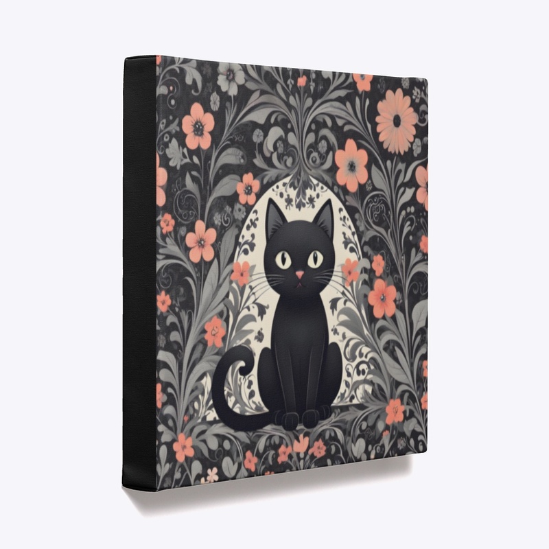 Cute whimsical Goth Black Cat 