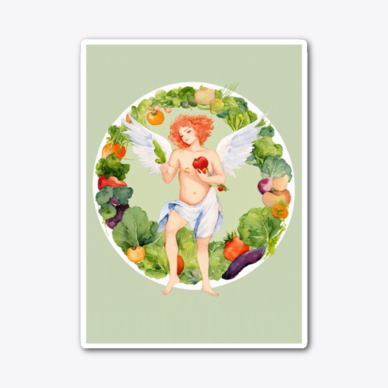 Minimalist vector art of vegetarian cupi